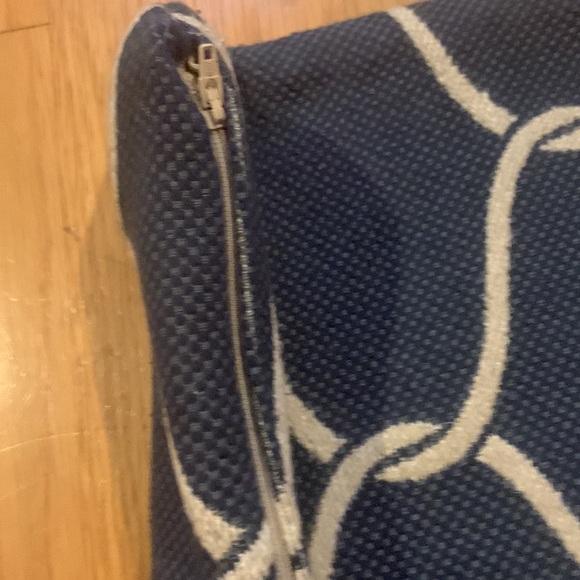 Two 18 x 18 pillow covers, navy and white scroll, great condition. - Picture 3 of 6